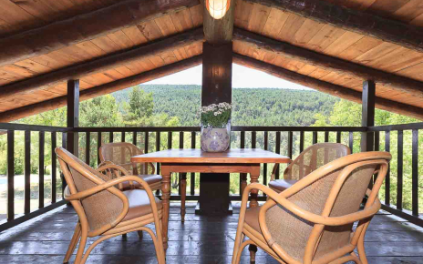 Upper floor terrace with seating area for 4 people